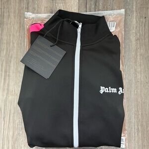 Palm Angels Black Jacket with White Zipper